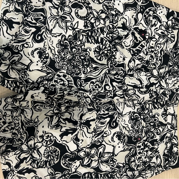 Lilly Pulitzer White and Black Fabric with Pink Stitching - Picture 3 of 4